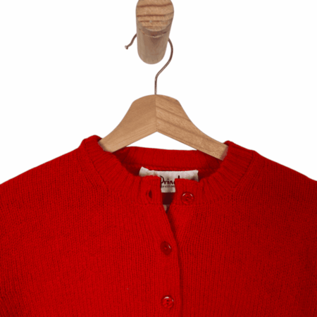 PRINGLE PULLOVER RED BUTTONED MADE IN SCOTLAND 100% WOOL