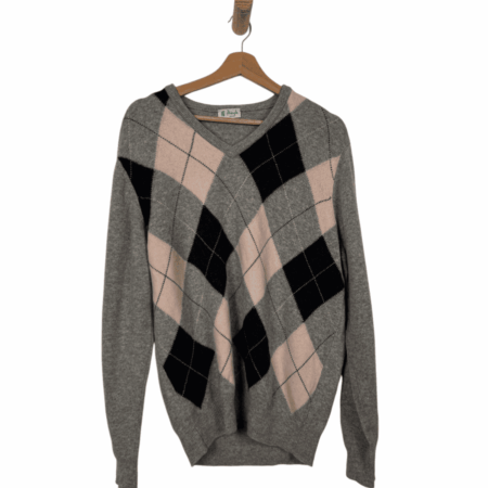 PRINGLE GOLF PULLOVER RHOMBUS GREY MADE IN SCOTLAND