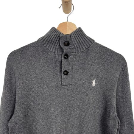 RALPH LAUREN PULLOVER 1/4 BUTTONED GREY